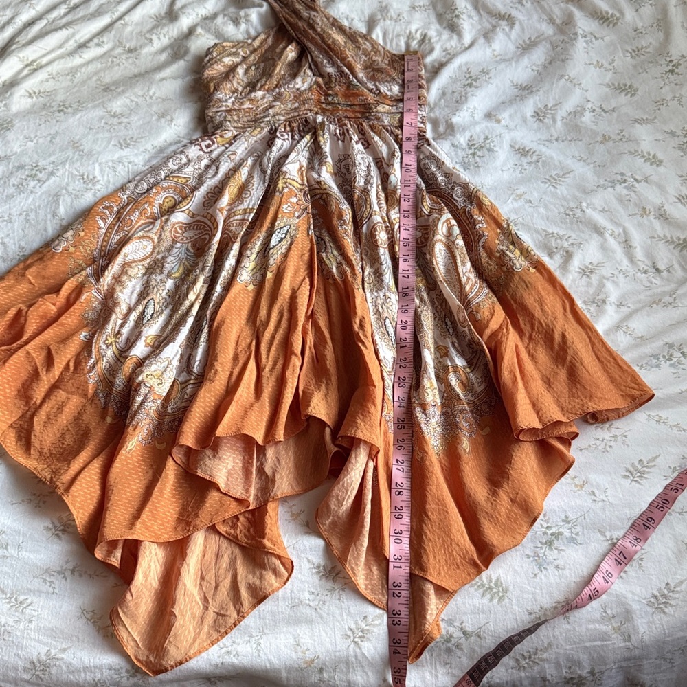 Orange handkerchief hemline midi halter neck dress size 2 in great condition - Picture 6 of 9